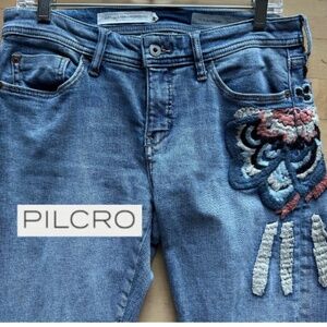 Pilcro Embroidered Distressed slim Boyfriend Jeans, 26